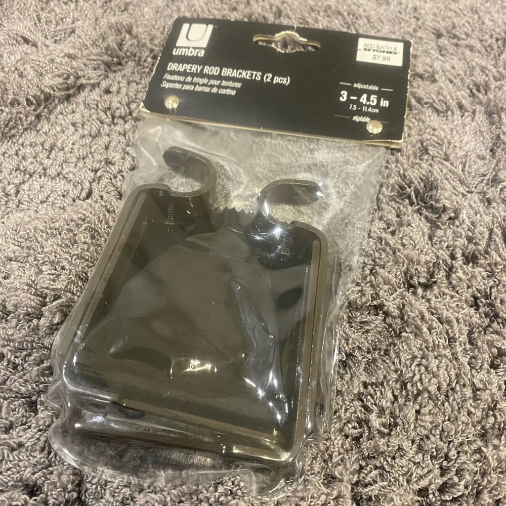 Umbra Espresso Adjustable Drapery Rod Brackets (2 pcs)-Adjustable 3”- 4.5”
